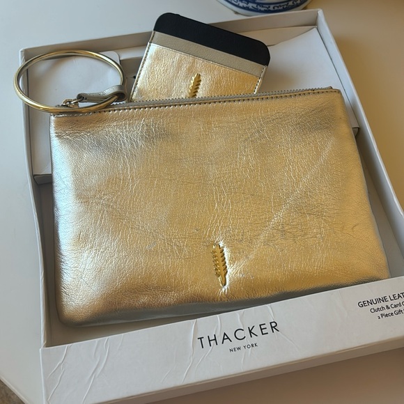 Thacker New York genuine leather clara clutch & card set - Picture 1 of 8